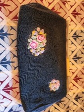 Vintage Schildkraut Bros Hand Crafted  Beautiful Beaded black Purse 9"x5" 20