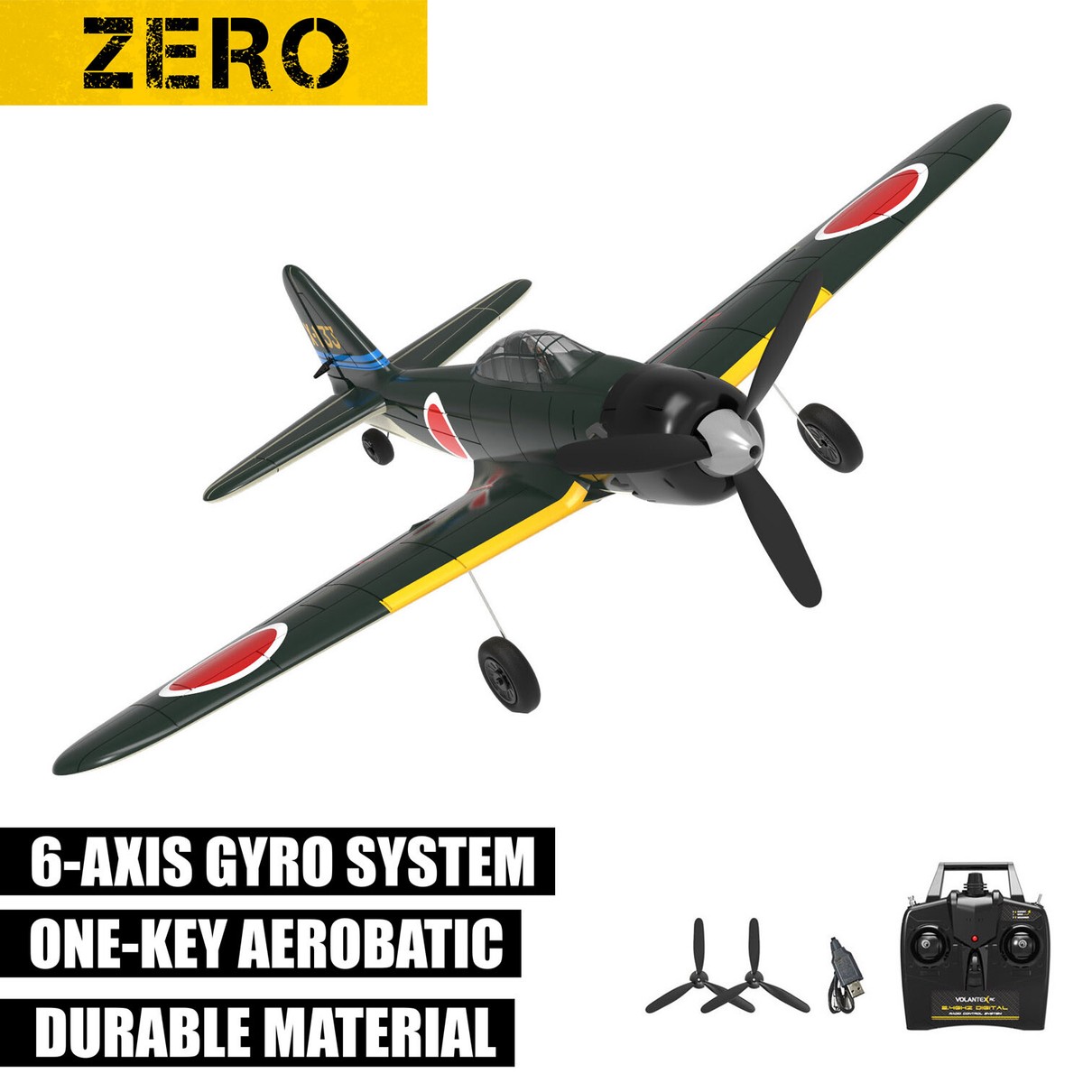 VOLANTEX 2.4G A6M Zero Fighter RC Plane 6G/3D 4CH Fighter