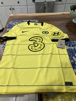 MENS Chelsea FC 2021/22 Breathe Stadium Away Yellow Soccer Football Jersey L NWT
