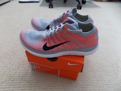 Nike Flyknit Grey NEW WOMENS NIKE FREE FLYKNIT RUNNING SHOES GREY ORANGE  PINK BLACK 631050