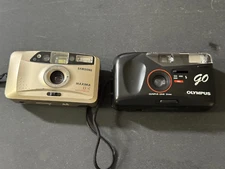 Lot of 2 Cameras Olympus Go and Samsung Maxiam 33s Auto Focus UNTESTED PARTS ONY