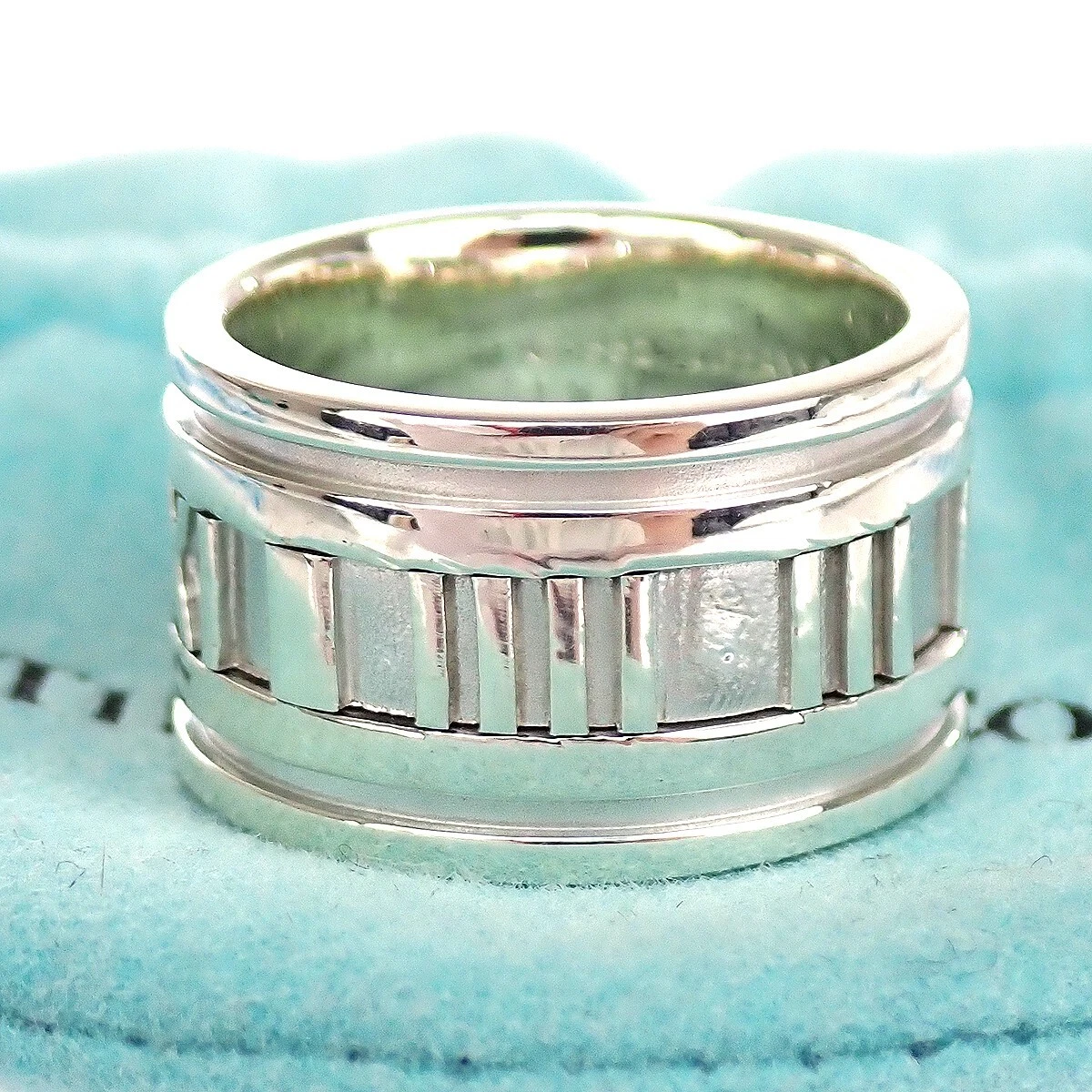 NEW! TIFFANY & CO. Logo Atlas Ring Roman Numerals Silver 925 Accessory  06MU653