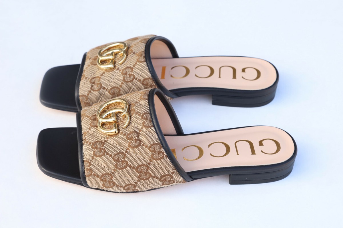 Gucci 619893 Women's GG Supreme Matelassé Canvas Slide