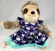 Dan Dee Sloth Plush Frosted Tan Brown Faux Fur 14" Stuffed Animal Custom Dress