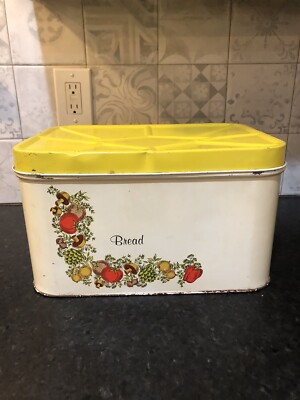 Vintage MCM Retro CHEINCO Metal Bread Box Spice Of Life Mushroom