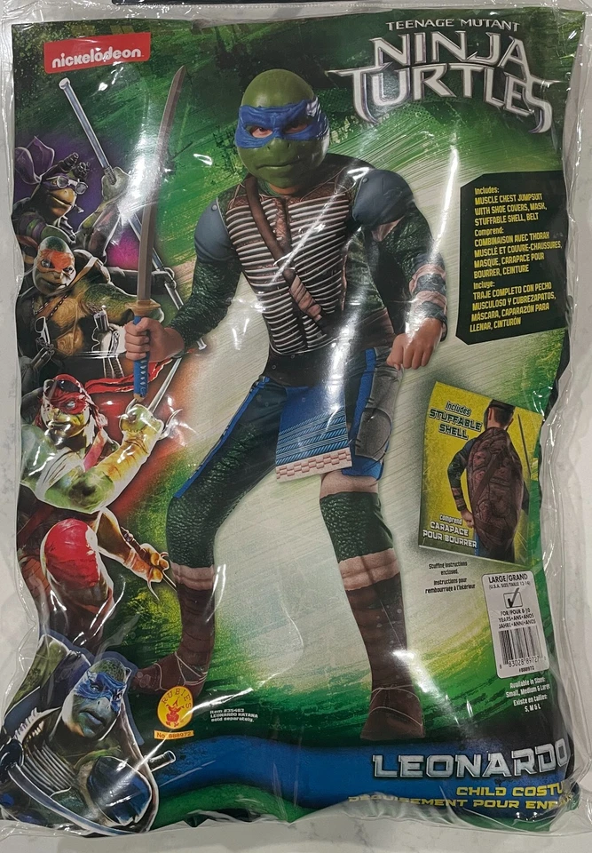 Disfraz LEONARDO Tortugas Ninja Adolescentes Mutantes DLX Niño, Talla L (12-14) TOTALMENTE NUEVO Foto 3 de 4