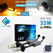 Syneticusa 3157 Error-Free Switchback DRL/Turn Signal Light Bulb White/Amber LED