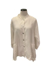 LA Fixsun USA  Match Point Linen Tunic Top White Lagenlook Size S