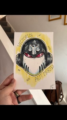 Warhammer 40K Rabengarde Space Marine Helm Artwork Original A5