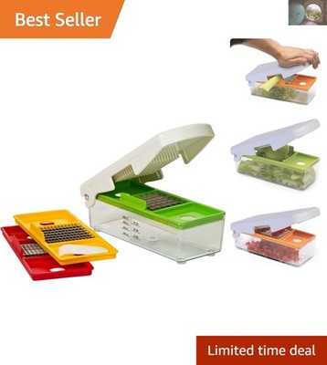 Efficient Manual Vegetable Chopper with 3-Cup Container - Stylish White Finish