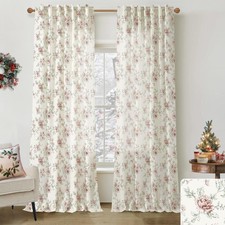 Red Christmas Curtains for Living Room Dining Room,Vintage Toile Printed Shee...