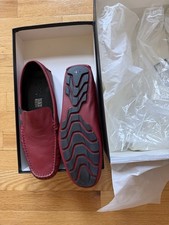 NIB 990 GUCCI Calfskin Web Mens Driver Loafers G9 US10 Red Made In Italy