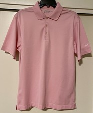 Nike Mens Golf Polo Shirt Sz Small Pink Dri Fit Logo Sleeve Regular Fit Casual
