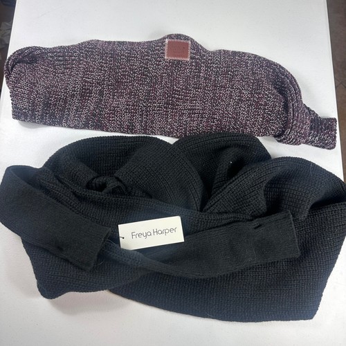 Love Your Melon Scarfs Womens Maroon Black Knit Ear Warmer Outdoor Bundle