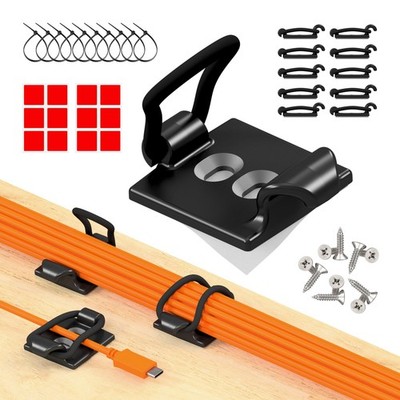 CableGenie [Made in the UK] 10-Pack Adjustable Elastic Adhesive Cable Clips, ...