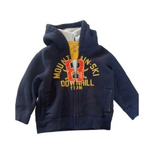 Gap Boys Navy Full Zip Hooded Hoodie w/ Pockets Graphic Logo Print Size 4