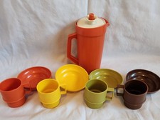 Vtg Set Tupperware Toys Play Pretend Kitchen Servalier Pitcher  4 Cups 4 Bowls