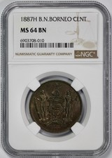 1887-H British North Borneo Cent 1c NGC MS 64 BN Brown
