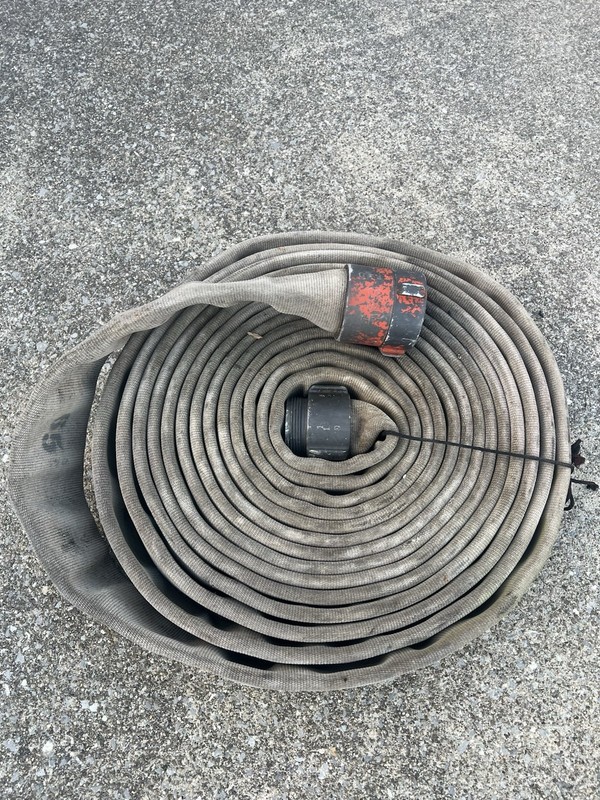 65ft ? Fire Hose with Brass Red Head NH Couplers USA 3” Flat Untested