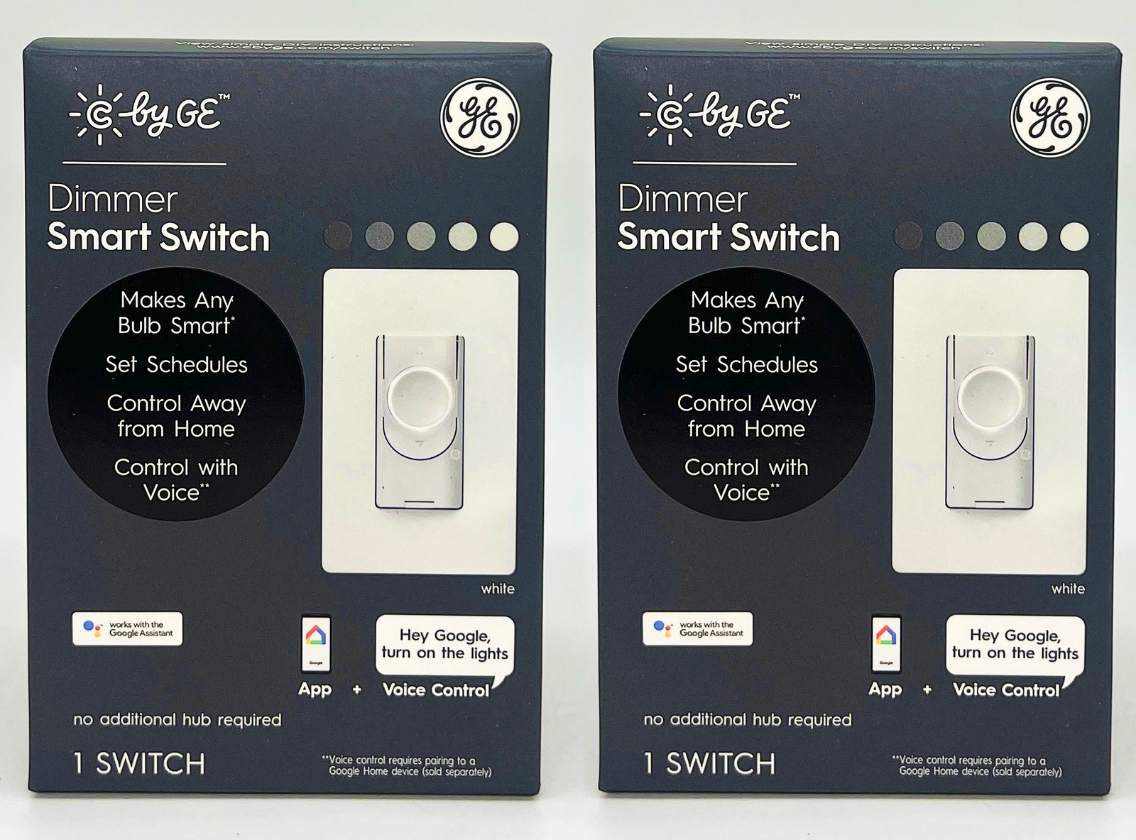 (Pack of 2) GE Smart Dimmer Light Switch, C by GE, Cync, Wi-Fi Enabled to pair