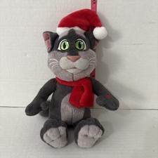 RARO Talking Friends Talking Tom Navidad Gato Peluche en Santa Sombrero y Bufanda Difícil de Encontrar