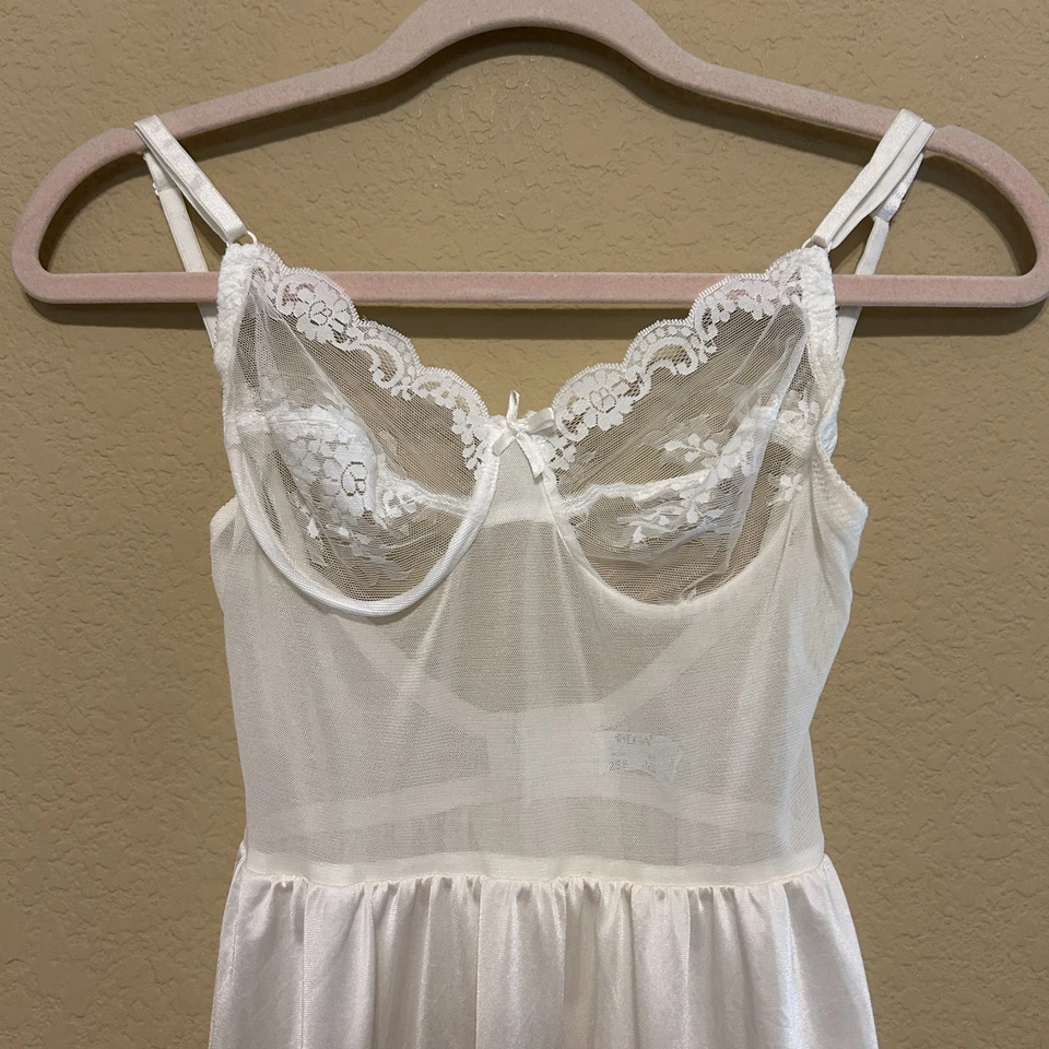Sutiã vintage Olga creme com aro tamanho 36B estilo 258 Coquete transparente delicado - Imagem 4 de 4