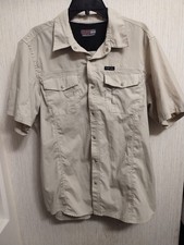 Wrangler Outdoor Men's Size XL Snap Up Short Sleeve Shirt Tan/Khaki
