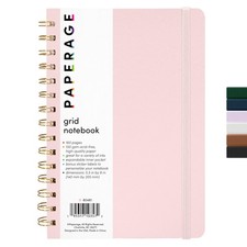 PAPERAGE Graph Paper Spiral Notebook Journal, Blush , 160 Pages, Medium 5....