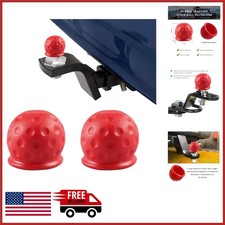 2 Pcs Trailer Ball Covers For 2 Inch Hitches Red Waterproof Rubber Protectors
