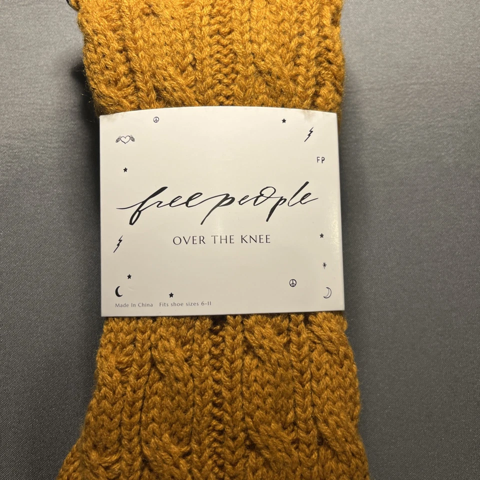 Free People Alpine Sobre la Rodilla Grueso Cable Tejido Calcetines Jengibre Óxido Marrón Nuevo con Etiquetas Foto 2 de 4