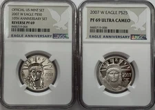 2007 W $50 American Platinum Eagle 10th Anniversary Set NGC PF69 w/ Box & COA