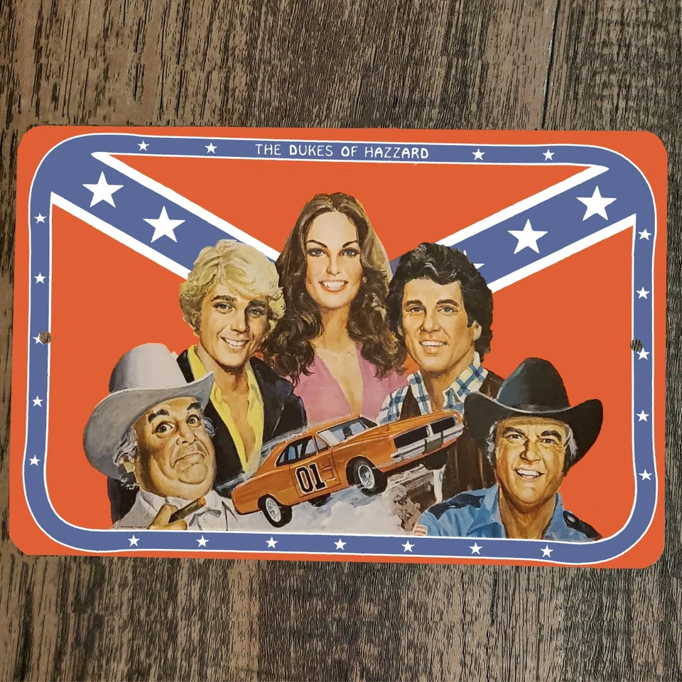 Dukes of Hazzard Altered Vintage Art from old TV Tray 8x12 Metal Wall Sign