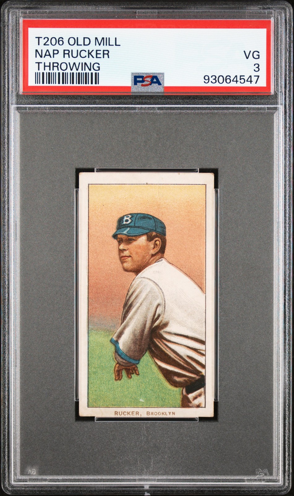 1909-11 T206 OLD MILL THROWING NAP RUCKER PSA 3