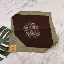Vintage Paragon Needlepoint Canvas Preworked Floral Bouquet Brown Red Project