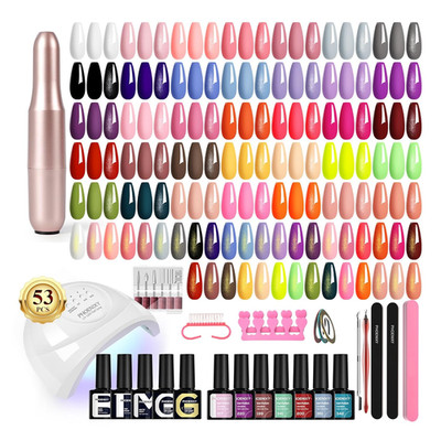 53 Pcs Gel Nail Polish Kit with U V Light Nail Drill, 35 Colors Gel Nail Kit Pin
