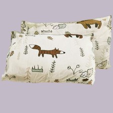 KAREVER Cartoon Pillowcases Cream Bear Fox Forest Pillow Shams Light Yellow 2...