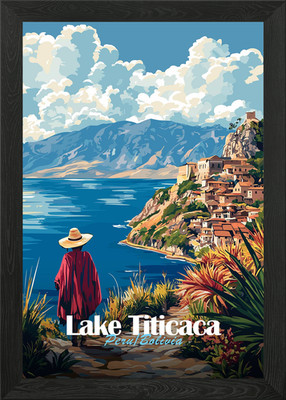 Titicacasee Landschaft gerahmtes Wandbild Poster Leinwanddruck Bild