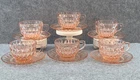 Windsor Jeanette Pink Depression Glass Teacups And Saucers Set Of 6