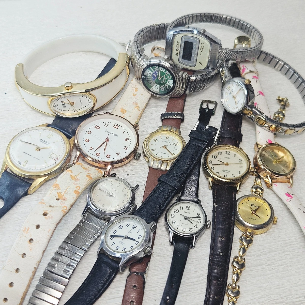 Lot of 4 Vintage Watches Benrus Diamond Quartz Timex Indiglo For Parts Repair Lot Of 4 Vintage Watches Benrus Diamond Quartz Timex Indiglo  main image 2