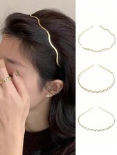 Metal Headbands For Women Elastic Hair Bands Stylish Thin Rose Gold 3 Packs