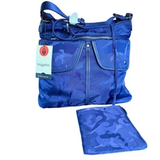 Baggallini Hillcrest Hobo Crossbody Bag with RFID Wristlet Blue Camo Lightweight