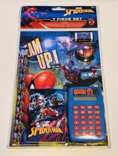 SPIDER-MAN MARVEL 7-Piece Back-to-School Stationery Calculator Supply Set NEW