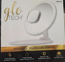 Glo Tech Foldable 8" Travel LED Mirror White - Open Box
