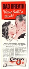 1952 Clorets Chlorophyll Gum Vintage Print Ad Kissing Bad Breath 50s Wall Art