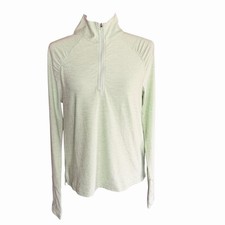 Title Nine Grace Raglan 1/4 Zip L/S Women's Top Buttah LT Green M Athleisure
