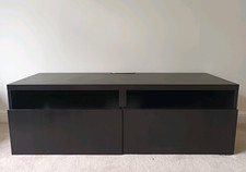Black Freestanding TV Stand with 2 Drawers and 2 Open Shelves 120x42x48 cm