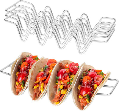 Taco Holders Set of 3,Stainless Steel Taco Shell Holder Stand,Taco Tray Plates 