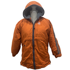Vintage Nike Windbreaker Coat Boys M 10/12 Orange Full Zip Spellout Y2K 90s Tech