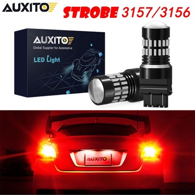2-10x AUXITO 3157 Red LED Strobe Flashing Blinking Brake Tail Parking Lights EAG