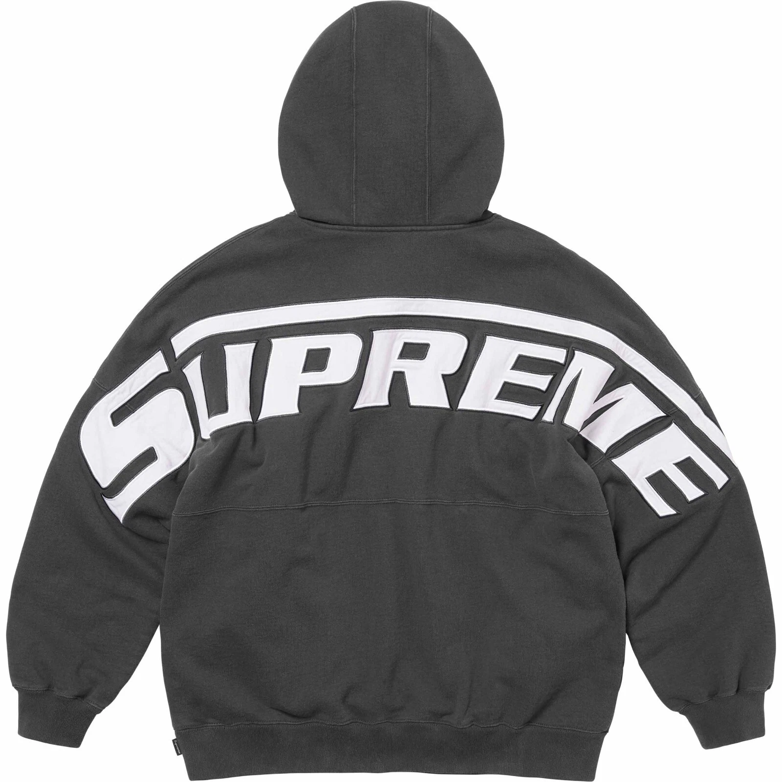Sweat à capuche Supreme enveloppé demi fermeture éclair noir délavé (taille S, XL)